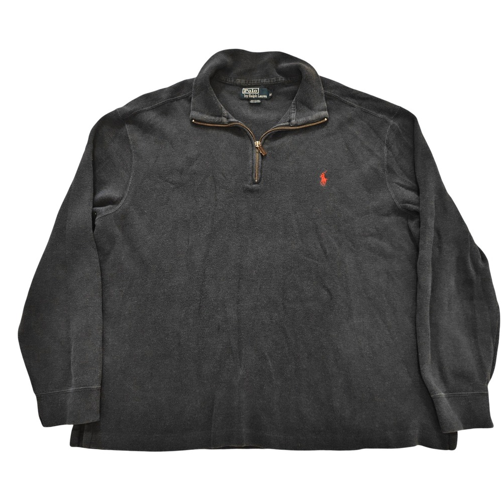 Polo Ralph Lauren Mens XL Navy Blue 100% Cotton Quarter Zip Pullover Sweater